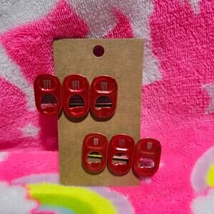 Red Monster Tab Hair Clip Set